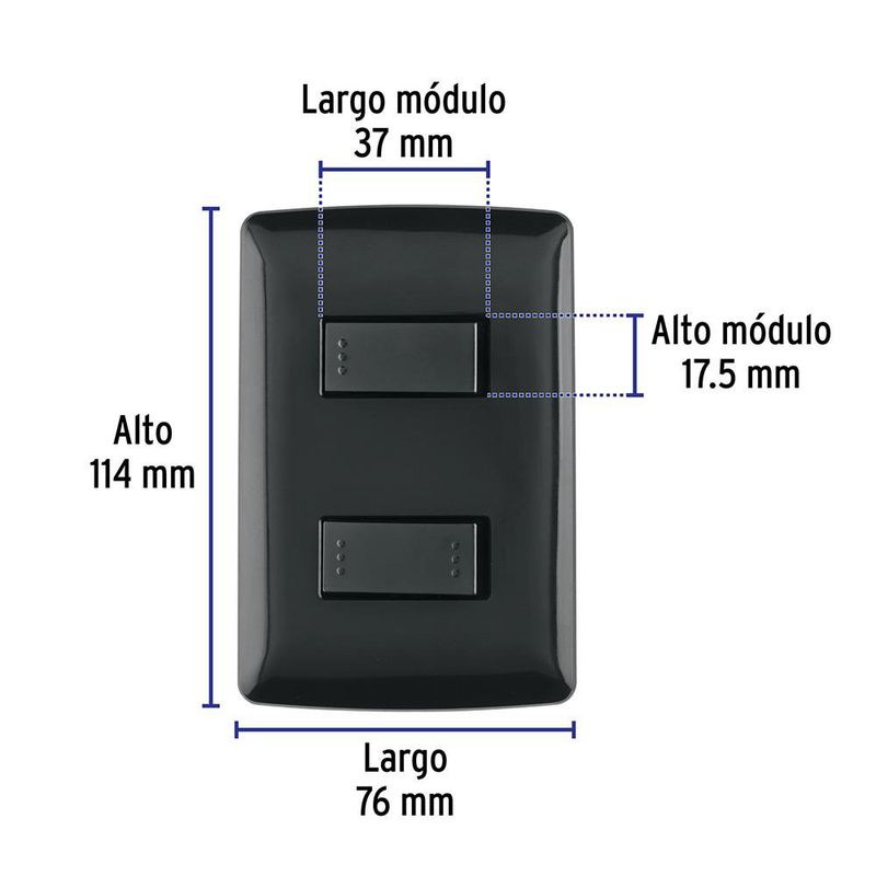 Interruptor Doble de 3 Vías Italiana Color Negro 10 A