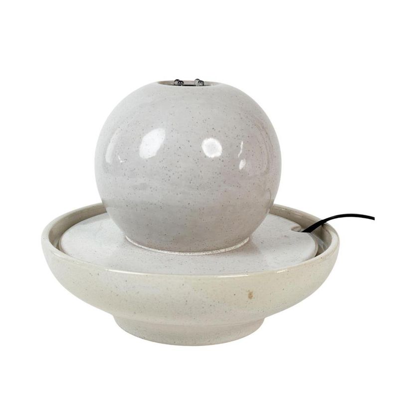 Fuente Decorativa de 21 x 21 x 17 Cm Color Blanco con Luz Diseño Esfera de Cerámica
