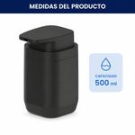Jabonera con Dosificador de Plástico Diseño Cuadrado Color Negro