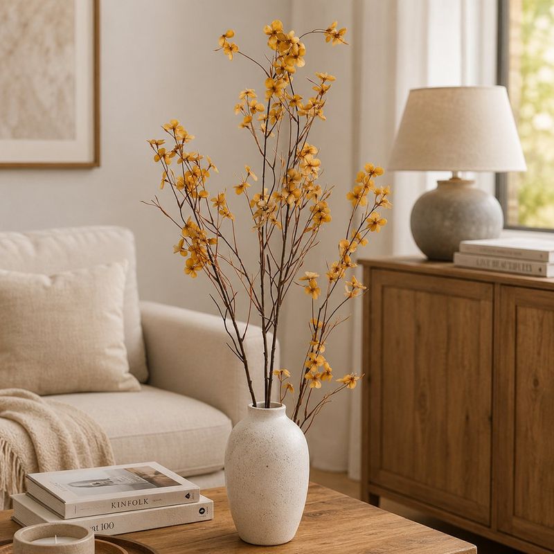 Rama Artificial de Flores Pequeñas Color Amarillo de 126 Cm