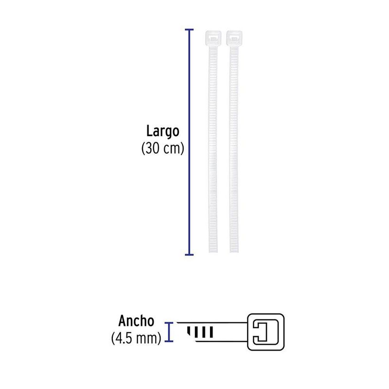 Cincho Plástico Estándar Blanco Tensión 50 Lb de 12 Plg 1000 Unidades