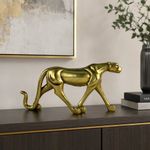 Figura Decorativa Leopardo Caminando 19.3 cm Color Dorado