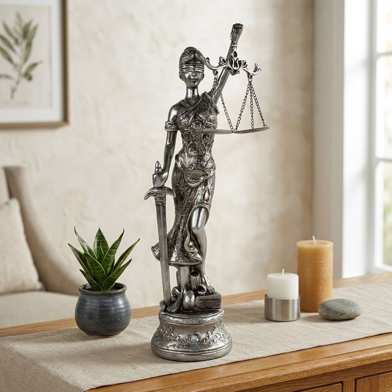 Figura Decorativa Dama de la Justicia 44.7 cm Color Plateado