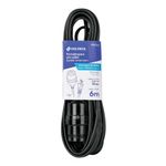Extensión Eléctrica con Socket Negra Calibre 18 de 6 Metros
