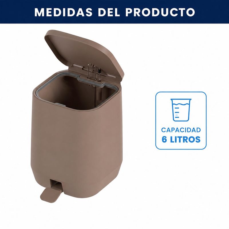 Basurero con Pedal de 6 L Color Café