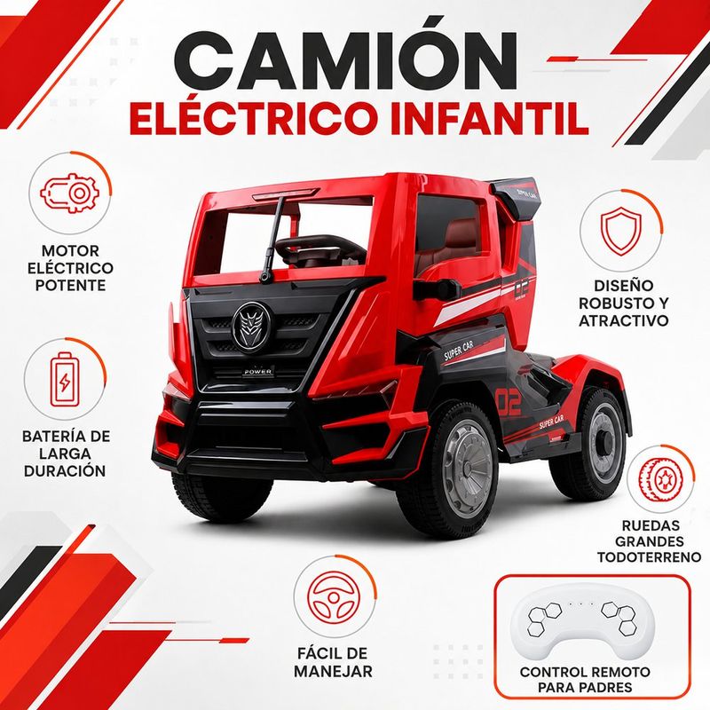Camión Eléctrico Montable Infantil Estilo Cabezal