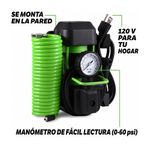 Inflador de Llantas 120V con Medidor de Presión y Kit de Accesorios