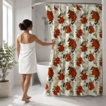 Set de Cortina de Baño de Pascuas Navideñas con 12 Ganchos