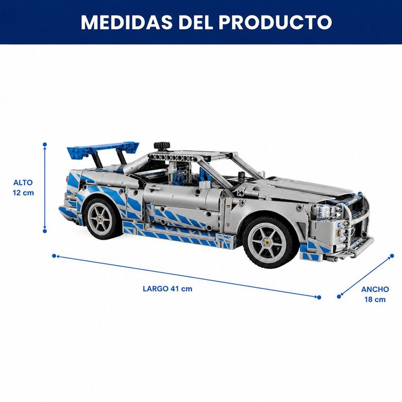 LEGO Technic Nissan Skyline GT-R (R34) de 2 Fast 2 Furious #42210 de 1410 Piezas