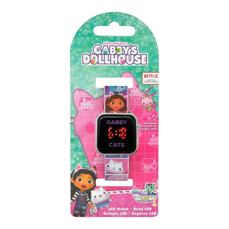 Reloj Digital LED Infantil Cuadrado Diseño Gabby’s Dollhouse
