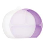 Plato de 3 Secciones para Bebé de Silicona con Tapa y Base con Succión Color Morado Lavanda