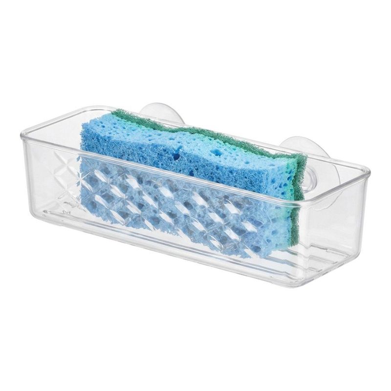 Porta Esponja con Succión Transparente Tipo Canasta para Lavaplatos y Ducha