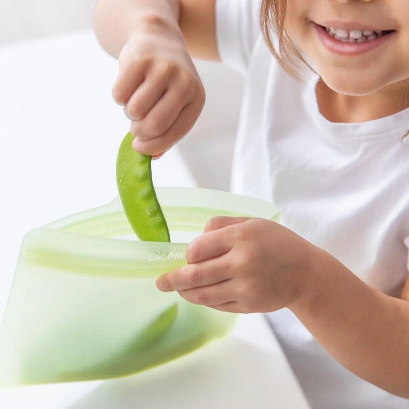 Bolsas Reutilizables Planas de Silicona con Cierre Hermético Color Verde, 2 Unidades