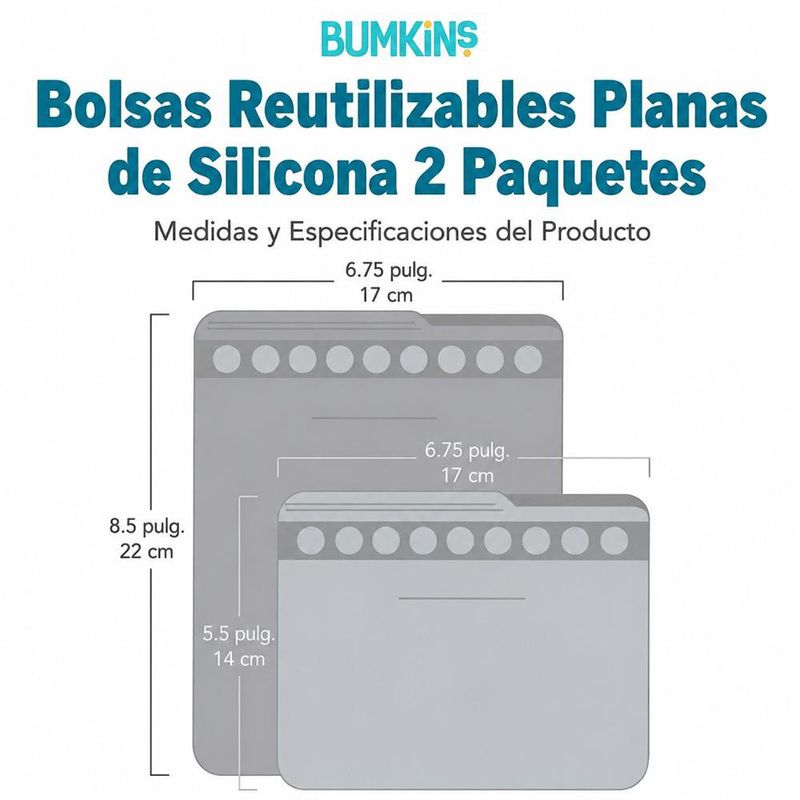 Bolsas Reutilizables Planas de Silicona con Cierre Hermético Color Verde, 2 Unidades