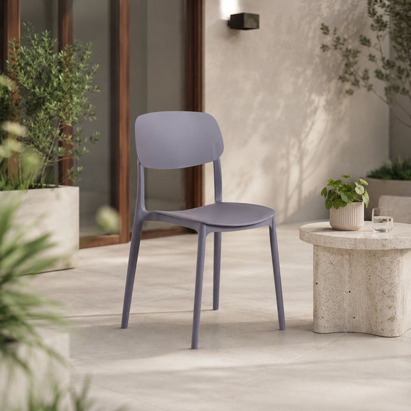 Silla Apilable de Plástico Greg 38.5 x 50 x 79 cm Color Gris