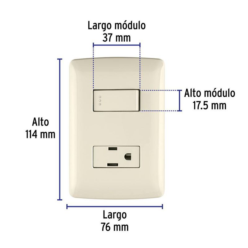 Interruptor Sencillo 5-15R Sencillo Italiana - Varios Colores
