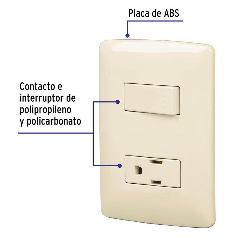 Interruptor Sencillo 5-15R Sencillo Italiana - Varios Colores