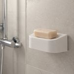 Jabonera de Pared Adhesiva con Drenaje para Baño y Regadera Color Blanco
