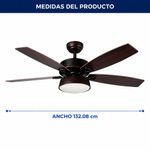 Ventilador de Techo 5 Aspas Polux Café 52 Plg