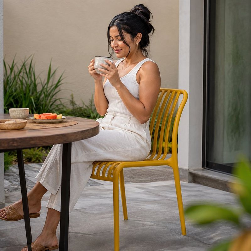 Silla Apilable Vento para Exterior de 50 x 58 x 79 cm Color Amarillo
