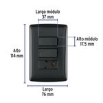 Interruptor Doble + Tomacorriente Italiano Negro 15 A