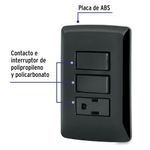 Interruptor Doble + Tomacorriente Italiano Negro 15 A