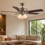 Ventilador de Techo 5 Aspas Acabado Madera 52 Plg