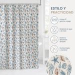 Cortina de Baño 183 x 178 Cm Coastal Color Azul y Blanco