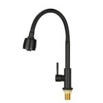 Grifo Monomando para Cocina con Resorte Agua Fría Negro