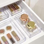 Organizador de Cajón Plástico Transparente 20 Cm para Cosméticos y Escritorio