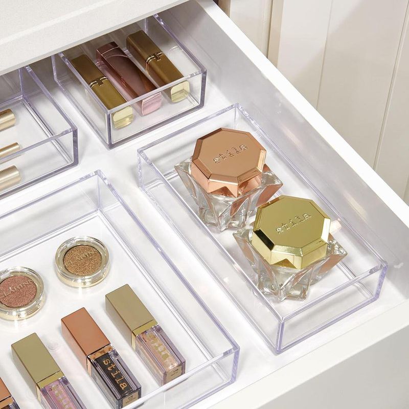 Organizador de Cajón Plástico Transparente 20 Cm para Cosméticos y Escritorio