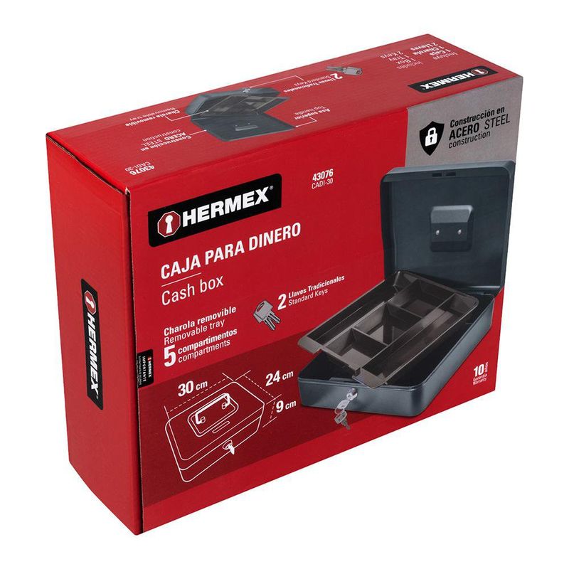 Caja de Dinero Metálica con Charola 30 Cm