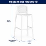 Silla Alta Borema de Polipropileno 35 x 46.5 x 74.5 Cm para Interior y Exterior - Varios Colores