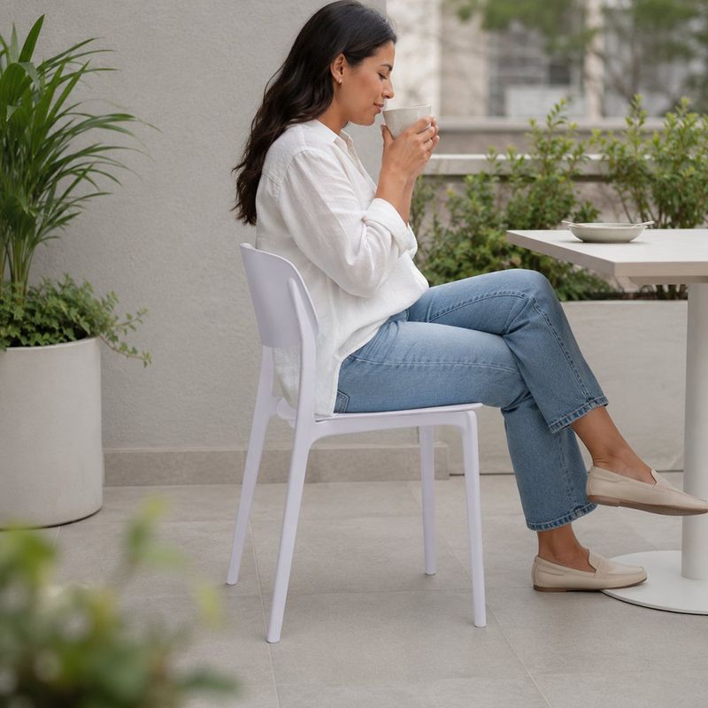 Silla Apilable de Plástico Greg 38.5 x 50 x 79 cm Color Blanco