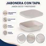 Jabonera con Tapa Diseño Cuadrado para Baño y Lavamanos Color Beige