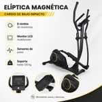Elíptica Magnética con Monitor LCD, 8 Niveles de Resistencia y Soporta 120 Kg para Cardio en Casa