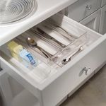 Organizador de Cajón de Plástico Transparente Antideslizante 31 Cm para Cocina y Baño