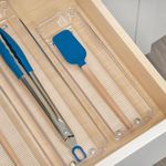 Organizador de Cajón de Plástico Transparente Antideslizante 31 Cm para Cocina y Baño