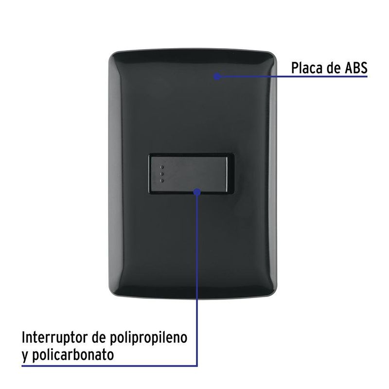 Interruptor Simple Italiano Color Negro 10 A