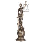Figura Decorativa Dama de la Justicia con Balanza y Espada 11.8 x 11.2 x 40.5 Cm Color Dorado