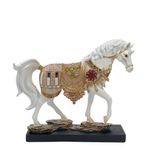 Figura Decorativa de Caballo con Base 33 x 8.5 x 28 Cm Color Blanco y Dorado