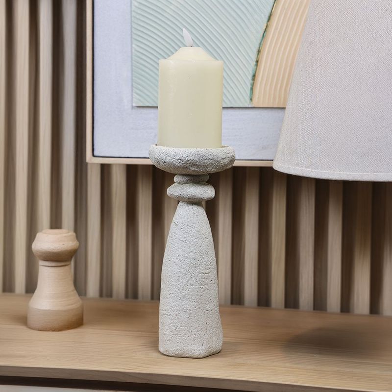 Portavela Decorativo Alto 10.5 x 10.5 x 25 Cm Color Crema