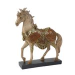 Figura Decorativa Caballo con Ornamentos Dorados y Base 28.5 x 7.5 x 31.5 Cm Color Café