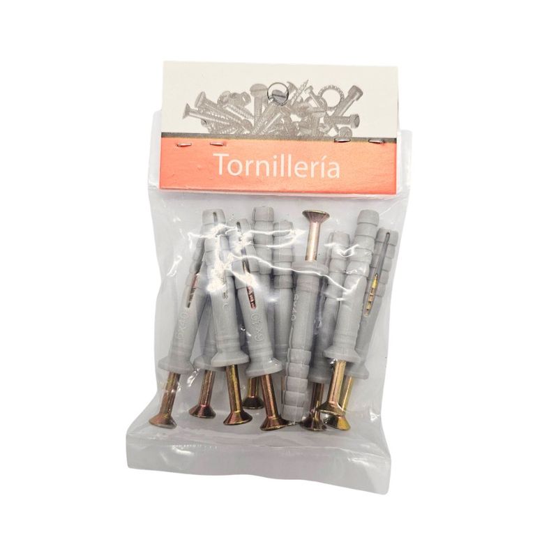 Tarugos Plásticos ABC 6 x 40 mm con Tornillos Grises 10 Unidades