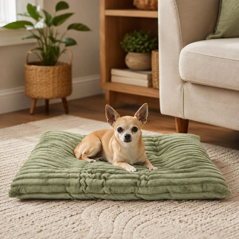 Cojín para Perro de Poliéster 30 x 19 Cm con Centro Hundido Color Verde