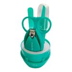 Set de Manicure para Bebé con Tijera, Lima y Cortaúñas con Estuche Color Turquesa