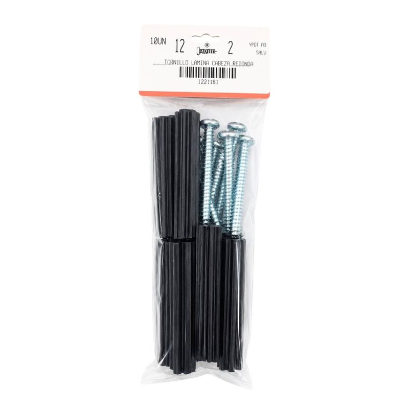 Kit de Tornillos para Lámina #12 x 2 Plg con Tarugos 10 Unidades