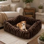 Cama Tipo Nido para Perro de Poliéster 26 x 22 Cm con Bordes Elevados Color Café