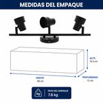 Lámpara Spot para Techo y Pared de 3 Luces GU10 hasta 50 W con Cabezales Orientables Negro Mate