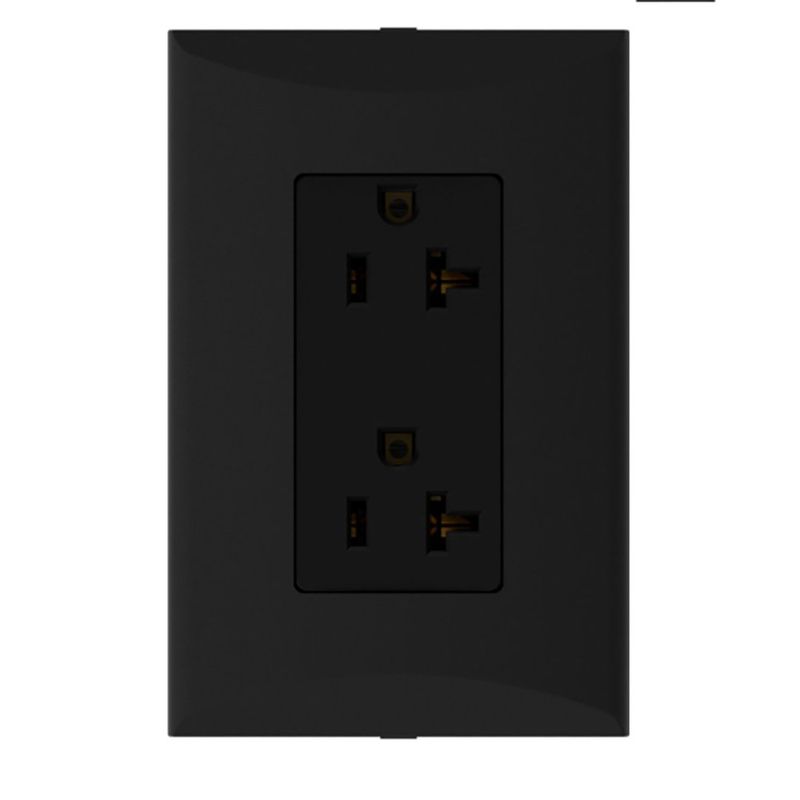 Tomacorriente Doble con Placa de 20 A y 125 V en Color Negro